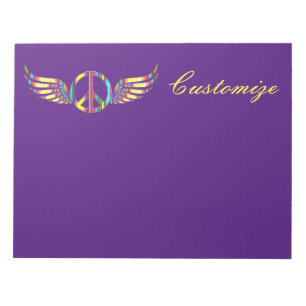 Bloco De Notas Símbolo de Paz Hippie Winged Thunder_Cove