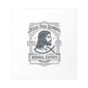 Bloco De Notas Símbolo de Peixe de Jesus Minimal Ichthys Peixe de