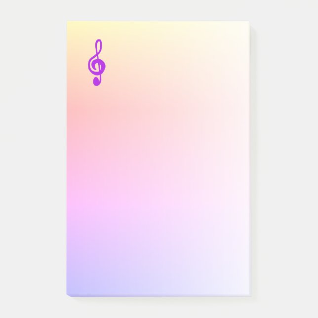 Bloco De Notas Símbolo Musical Purple Treble Clef Ombre Rosa (Frente)