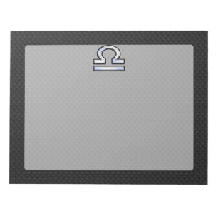 Bloco De Notas Símbolo Silver Libra Zodiac no estilo de pele cob