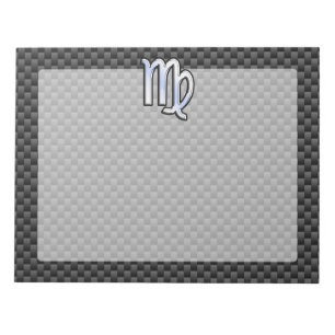 Bloco De Notas Símbolo Virgo Zodiac no Estilo de Fibra Carbono