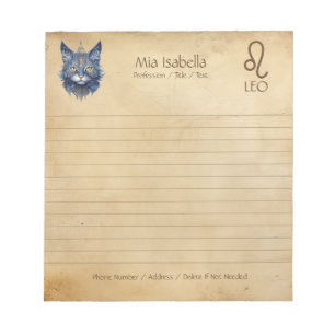 Bloco De Notas Símbolo Zodiac - Notepad Leo & Celestial Cat