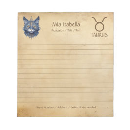 Bloco De Notas Símbolo Zodiac Taurus & Celestial Cat Notepad