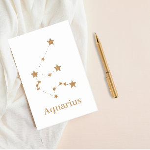 Bloco De Notas Símbolo Zodiaco Moderno Aquário Dourado Element