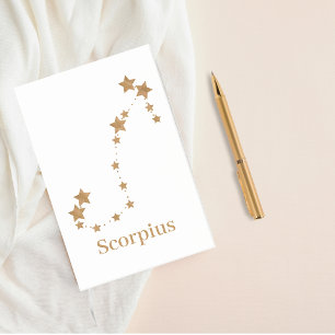 Bloco De Notas Símbolo Zodíaco Moderno Dourado Scorpius Elemen