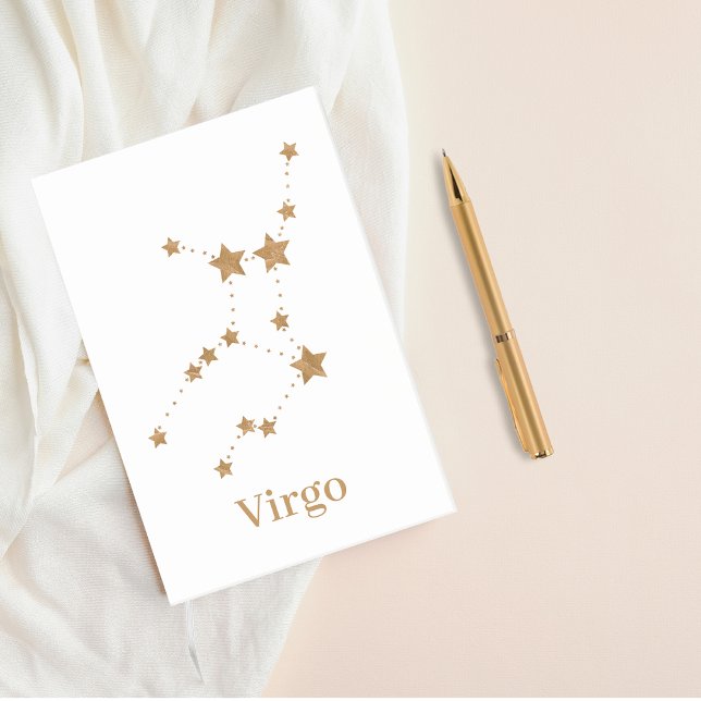 Bloco De Notas Símbolo Zodiano Moderno Dourado Virgo | Elemento T (Criador carregado)