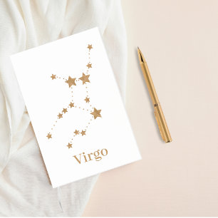 Bloco De Notas Símbolo Zodiano Moderno Dourado Virgo Elemento T