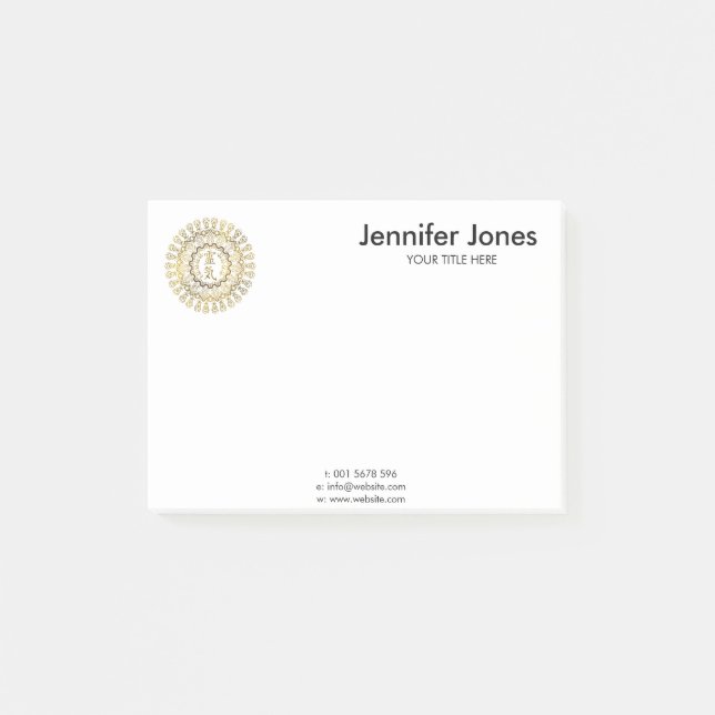 Bloco De Notas Símbolos curas de Reiki na mandala do ouro (Frente)