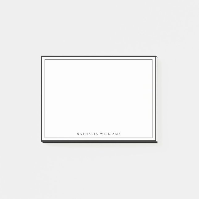 Bloco De Notas Simple Basic Personalize Black Border Stationery (Frente)