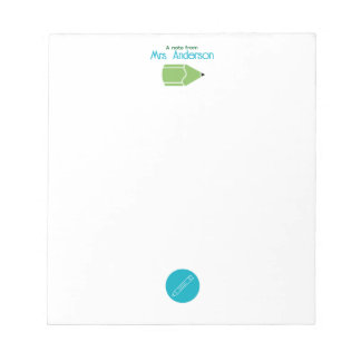 Bloco De Notas Simple Blue and Green Crayon Kindergarden Teacher