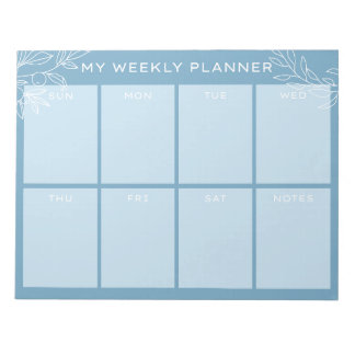 Bloco De Notas Simple Blue Weekly Planner Notepad