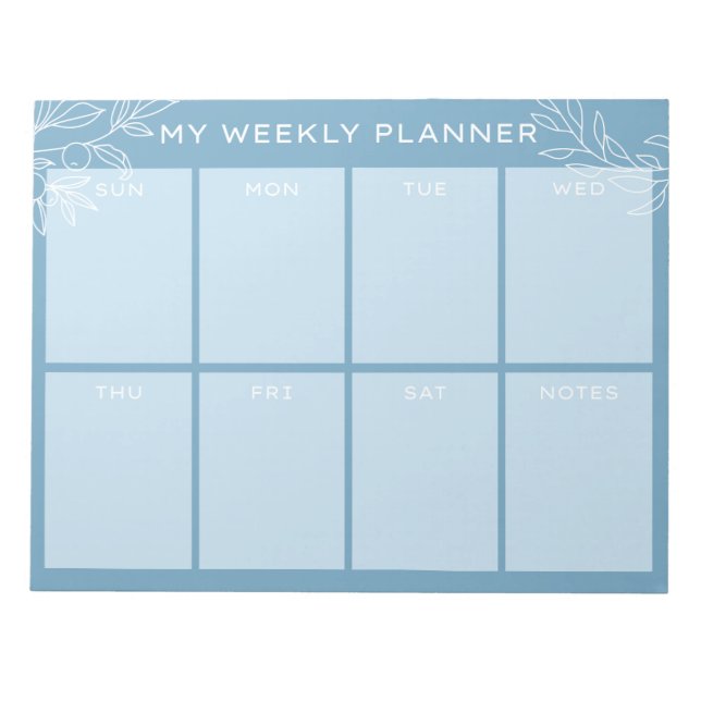 Bloco De Notas Simple Blue Weekly Planner Notepad (Frente)