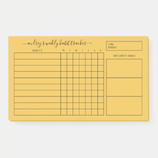 Bloco De Notas Simple Bold Yellow Weekly Habit Tracker