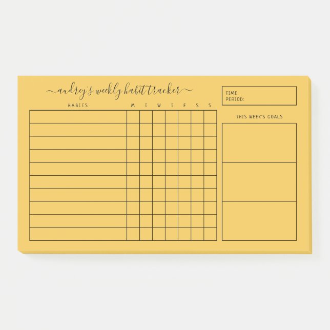 Bloco De Notas Simple Bold Yellow Weekly Habit Tracker (Frente)