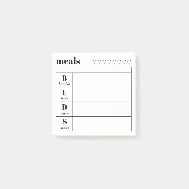 Bloco De Notas Simple Daily Meal Planner Sticky Notes Pad (Frente)