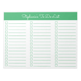 Bloco De Notas Simple Green 8.5x11 Lista de Verificação de Três C