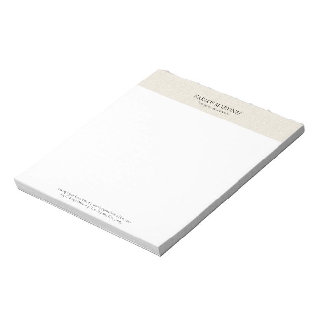 Bloco De Notas Simple Light Beige Linen Black Typography (Invertido)