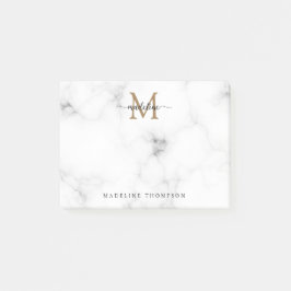 Bloco De Notas Simple Marble Gold Girly Script Monogram