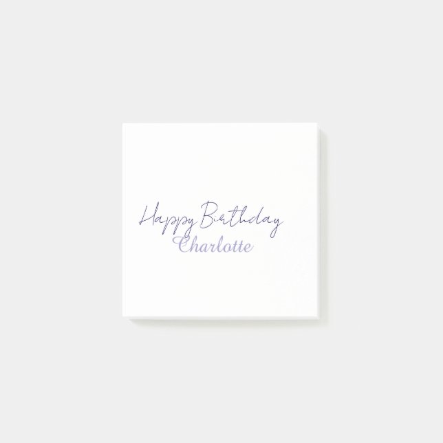Bloco De Notas SIMPLE MINIMAL.CUTIE ADICIONE NOME BEBÊ feliz aniv (Frente)
