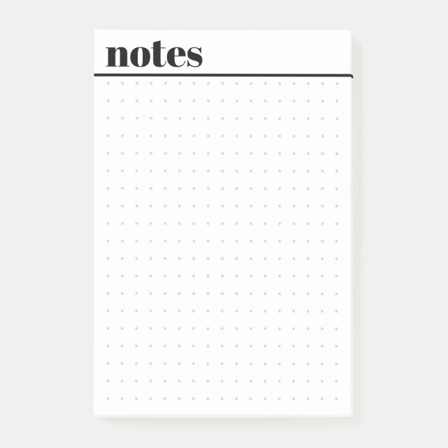 Bloco De Notas Simple Minimal Dot Grid Sticky Notes Pad (Frente)