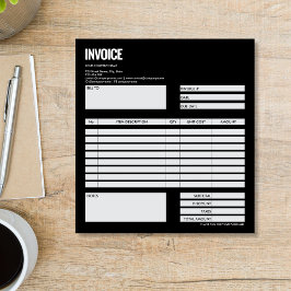Bloco De Notas Simple Minimalist Black Invoice Form Business Logo