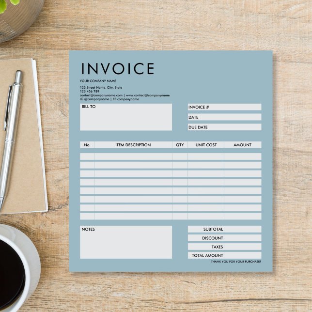 Bloco De Notas Simple Minimalist Small Invoice Form Business Logo (simple Minimalist Small Invoice Form Business Logo Notepad)