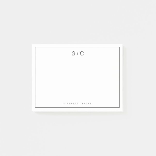 Bloco De Notas Simple Modern Initials Border Stationery (Frente)
