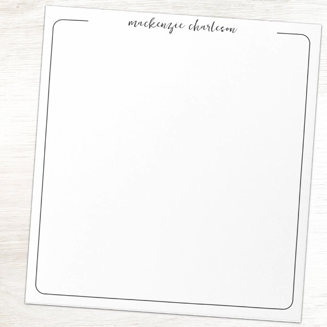 Bloco De Notas Simple Modern Script Personalized Name Notepad (Criador carregado)