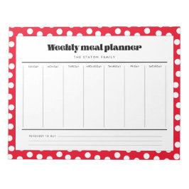 Bloco De Notas Simple retro polka dot weekly meal planner