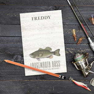 Bloco De Notas Simple Rustic Wood Nature Fisherman Custom Bass