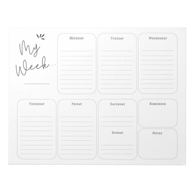 Bloco De Notas Simple Weekly Planner (Frente)