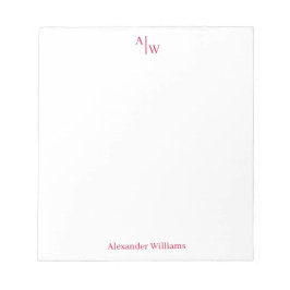 Bloco De Notas Simples 2 Monograma Inicial de Borgonha Profission