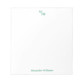 Bloco De Notas Simples 2 Monograma Verde Profissional Inicial