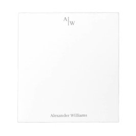 Bloco De Notas Simples 2 Monogramas Cinzas iniciais da carteira p