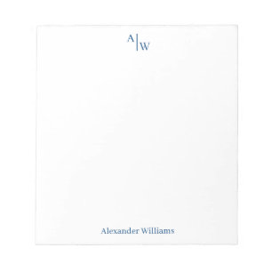 Bloco De Notas Simples 2 Monogramas Marinho profissional inicial