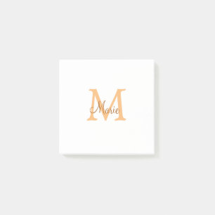 Bloco De Notas simples adicionar nome monograma laranja marrom th