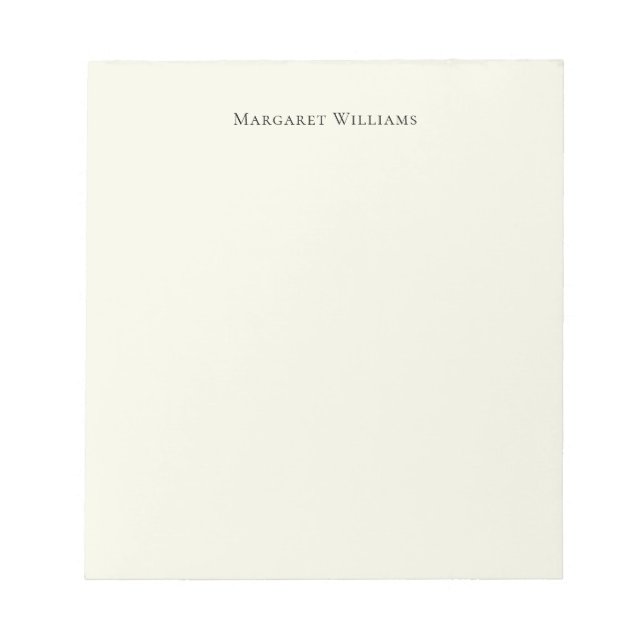 Bloco De Notas Simples Ecru Ivory White Cream Paper Personalizado (Frente)
