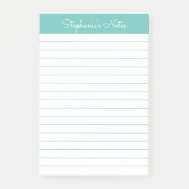 Bloco De Notas Simples Elegante Aqua Vinculado Personalizado