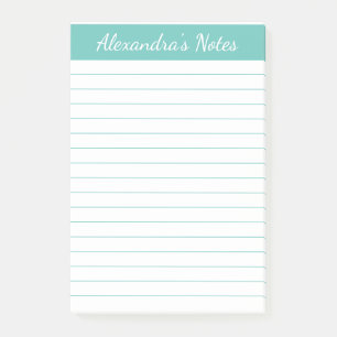 Bloco De Notas Simples Elegante Aqua Vinculado Personalizado