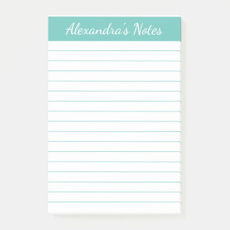 Bloco De Notas Simples Elegante Aqua Vinculado Personalizado