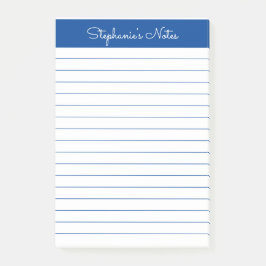 Bloco De Notas Simples Elegante Azul Vinculado Personalizado