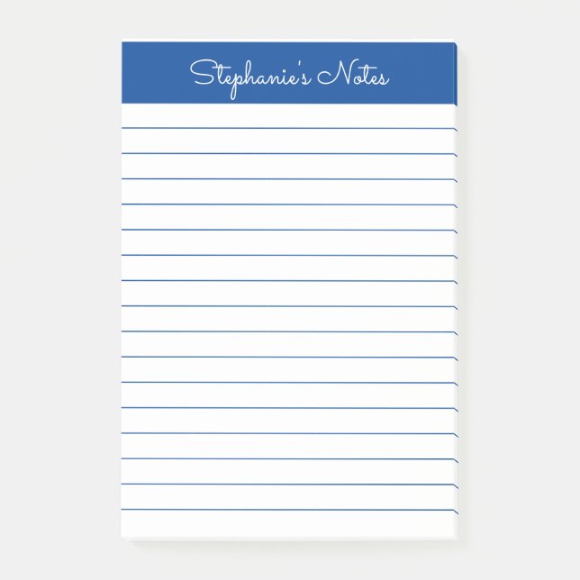 Bloco De Notas Simples Elegante Azul Vinculado Personalizado (Frente)