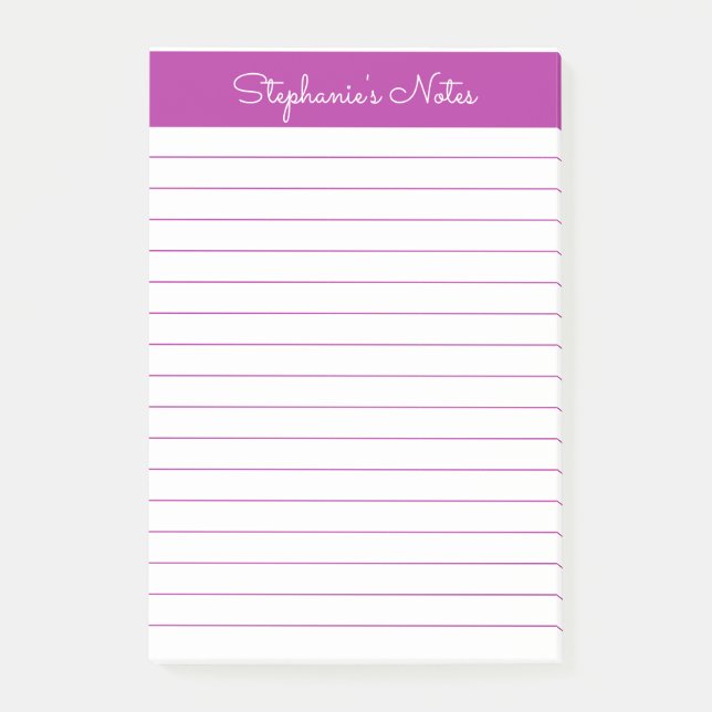 Bloco De Notas Simples Elegante Rosa Escuro, Vinculado Personaliz (Frente)