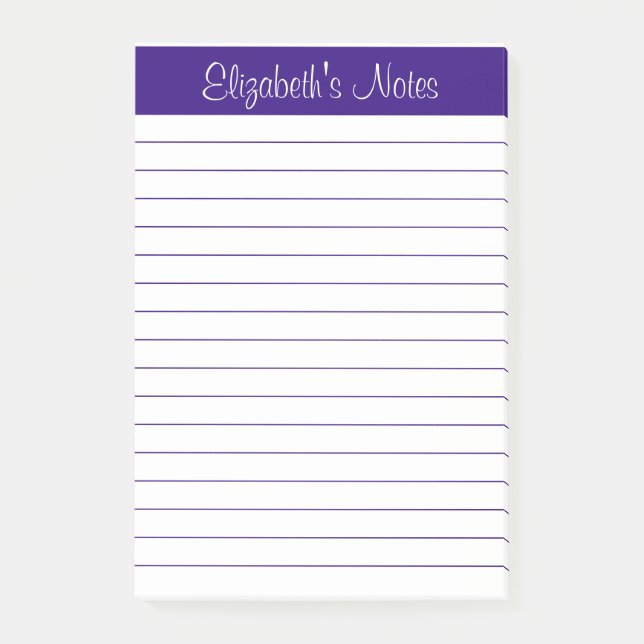 Bloco De Notas Simples Elegante Roxo Vinculado Personalizado (Frente)