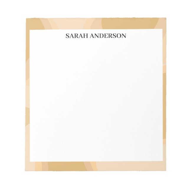 BLOCO DE NOTAS SIMPLES ELEGANTES NOME PERSONALIZADO ABSTRATO BEGE (Frente)