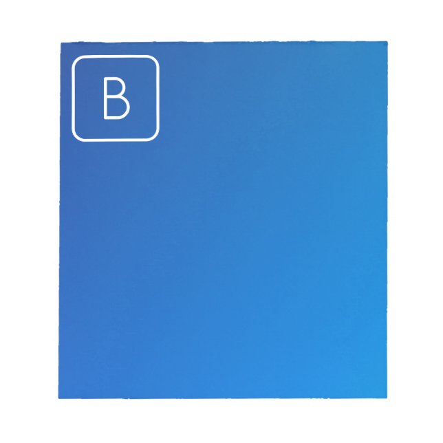Bloco De Notas Simples Gradiente Ombre Azul Moderno & Monograma (Frente)