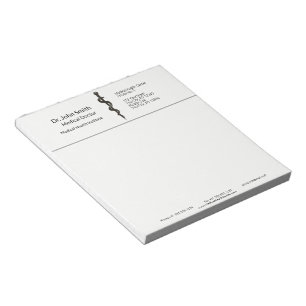Bloco De Notas Simples Médico Asclepius Black White Professional
