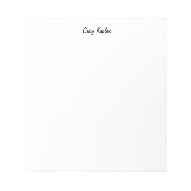 Bloco De Notas Simples Moderno Nome Edição Branco Simples (Frente)