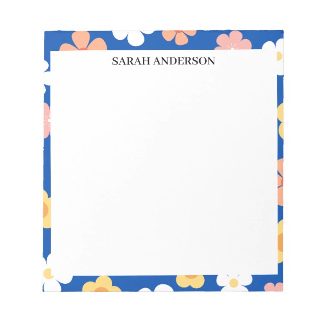 BLOCO DE NOTAS SIMPLES MODERNOS NOME PERSONALIZADO FLOR ABSTRATA (Frente)