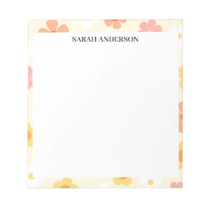 BLOCO DE NOTAS SIMPLES MODERNOS NOME PERSONALIZADO FLOR ABSTRATA